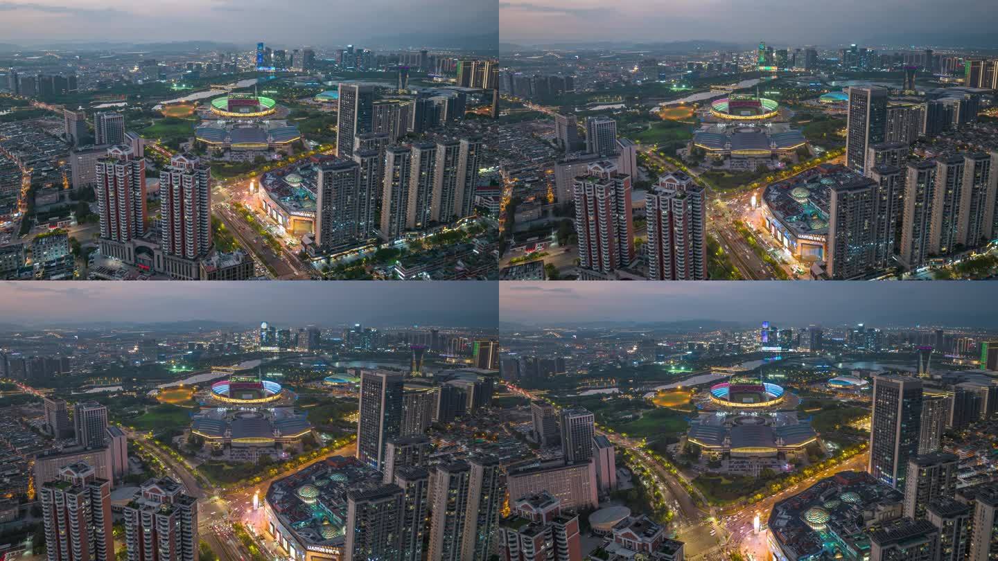 义乌城市夜景航拍延时