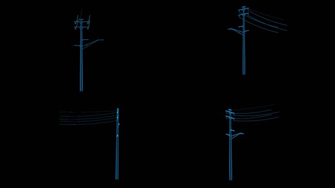 电塔 信号塔 电线杆蓝色科技通道素材
