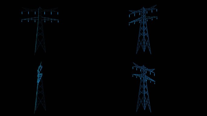 电塔 信号塔 电线杆蓝色科技通道素材