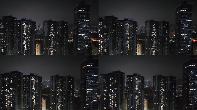 万家灯火楼房亮灯温暖的家居民住宅小区夜景