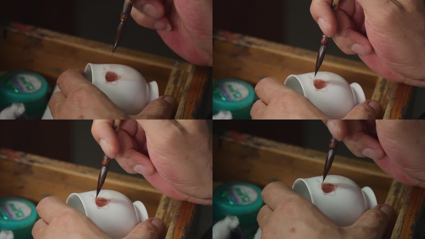 江西景德镇瓷器工坊手工绘画制作陶瓷工艺品