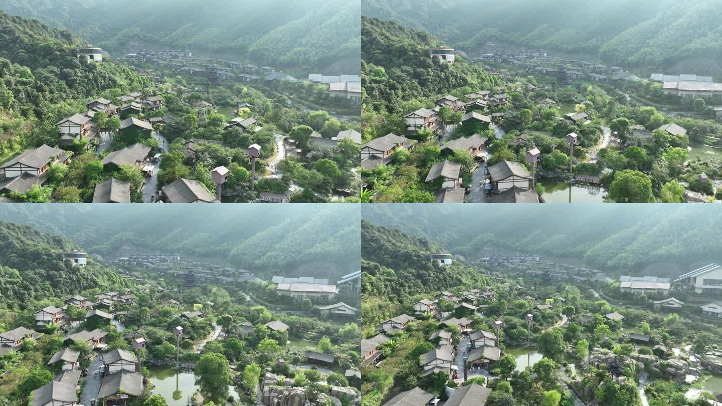 江西上饶葛仙村航拍山区旅游景点乡村风光