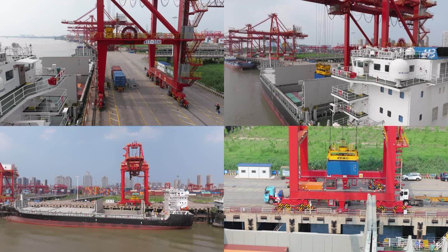 华航汉亚5号集装箱货轮在阳逻港装卸货物