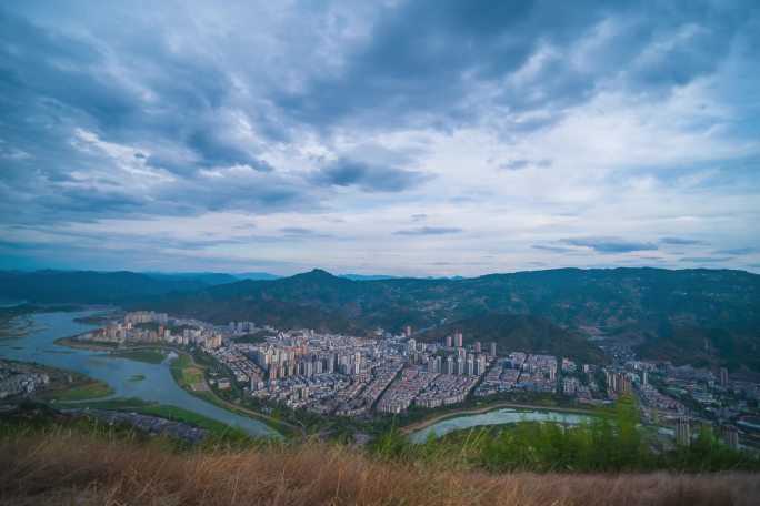 延时，城市，天空，日转夜，云，开州