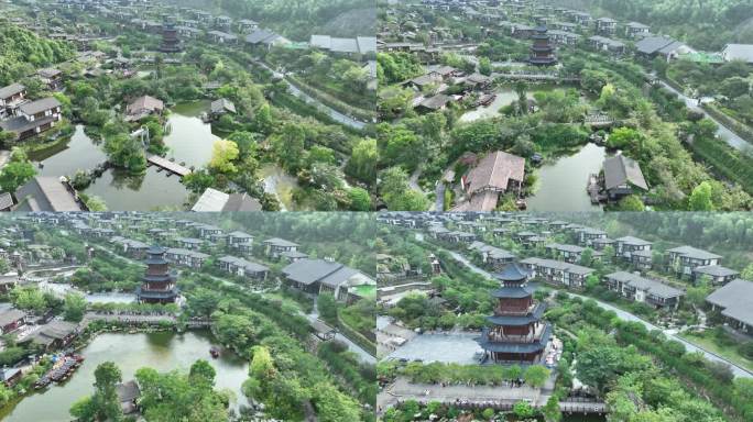 江西上饶葛仙村航拍山区旅游景点乡村风光