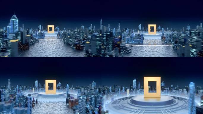未来高科技城市建模展示4K
