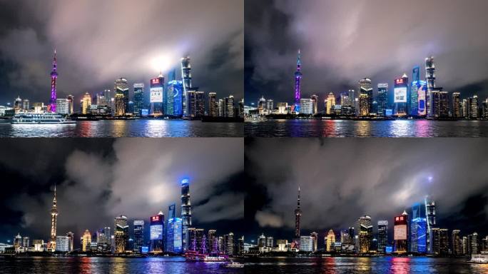 上海外滩陆家嘴灯光秀延时摄影