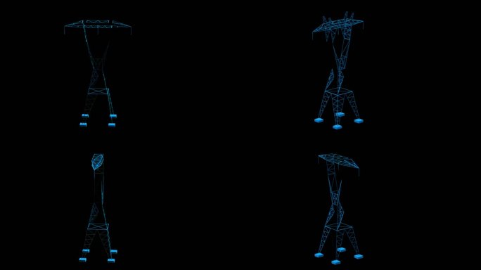 电塔 信号塔 电线杆蓝色科技通道素材