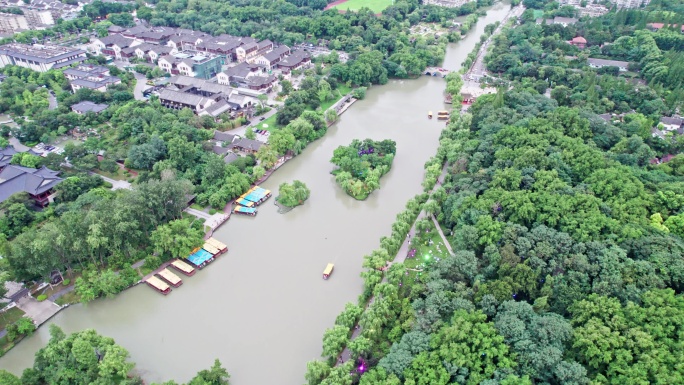 中国扬州瘦西湖景区航拍