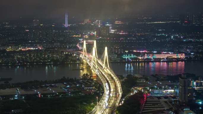 【商用4K】航拍洛溪大桥夜景延时城市景观