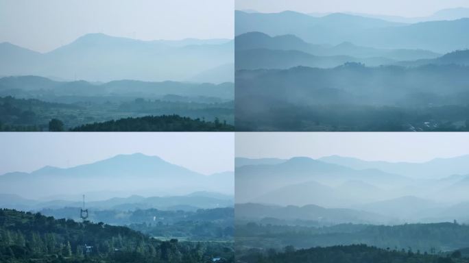 4K山峦叠嶂云雾缭绕水墨江山