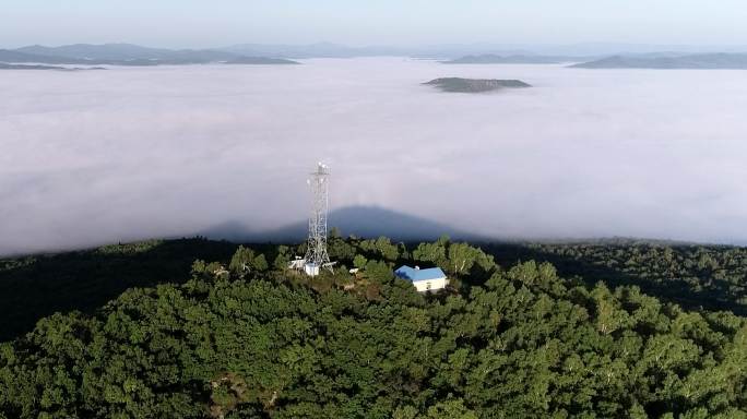 航拍 呼伦贝尔巴林喇嘛山湿地公园佛光再现