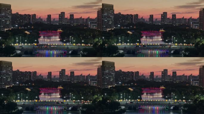 上海松江五龙湖公园景观桥灯光秀