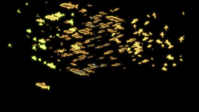 海底金黄色螺旋鱼群