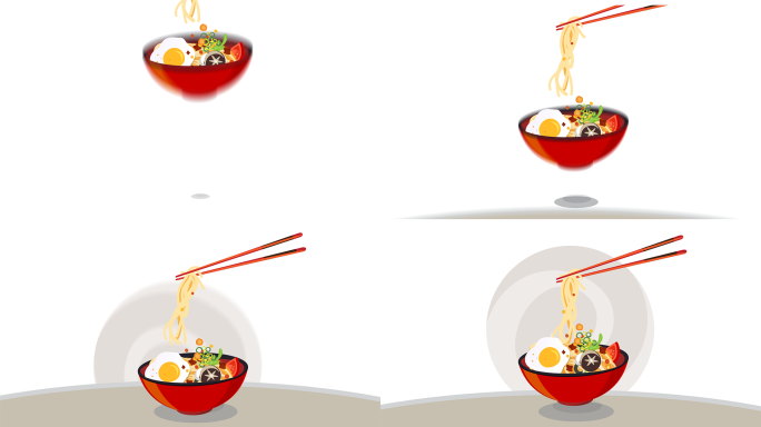 mg扁平碗面条筷子拉面日料餐饮食物动画