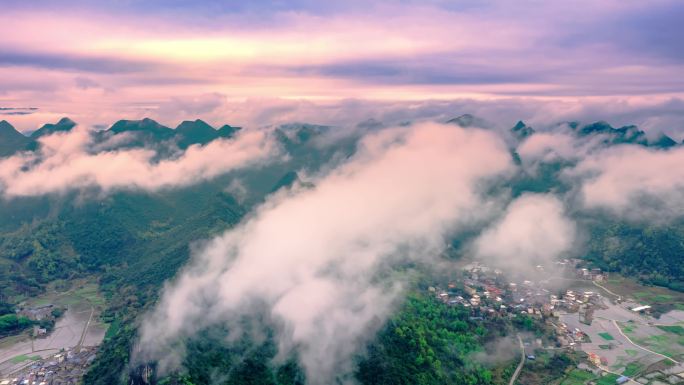 日出 尧山 航拍 桂林 云海