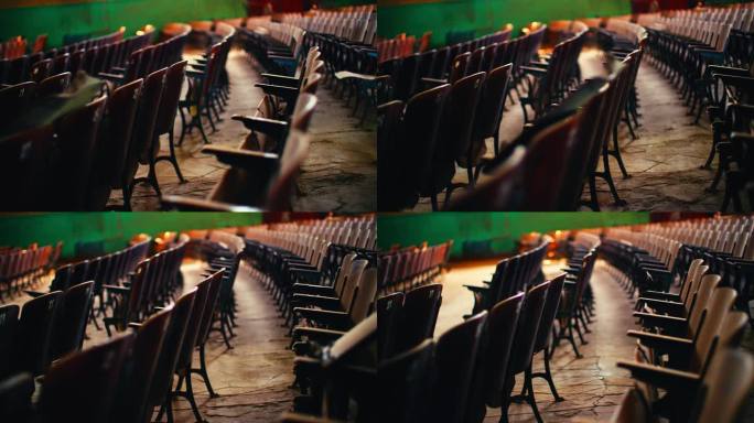 陈旧剧院时光-旧电影院-旧椅子光影