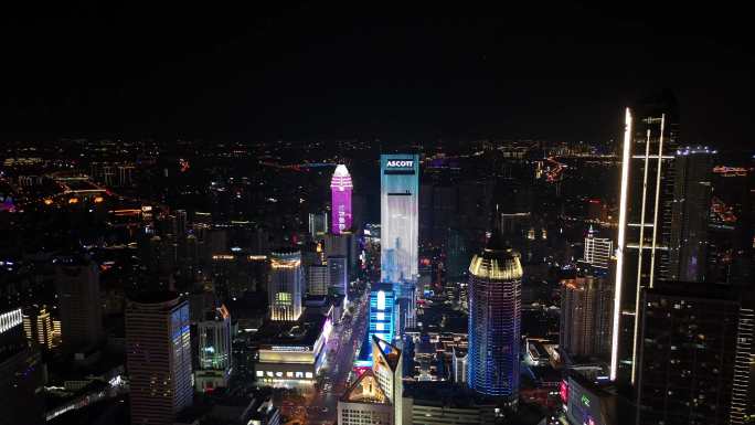 江苏无锡市中心夜景4k航拍