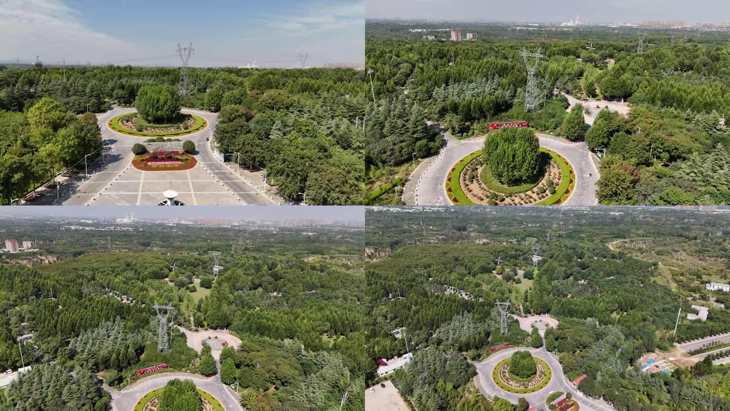 河南郑州二七郑州树木园公园游园植物园航拍