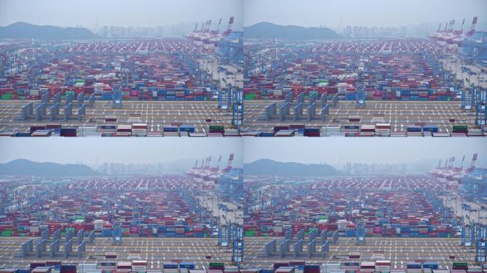 中国山东青岛港口繁忙工作