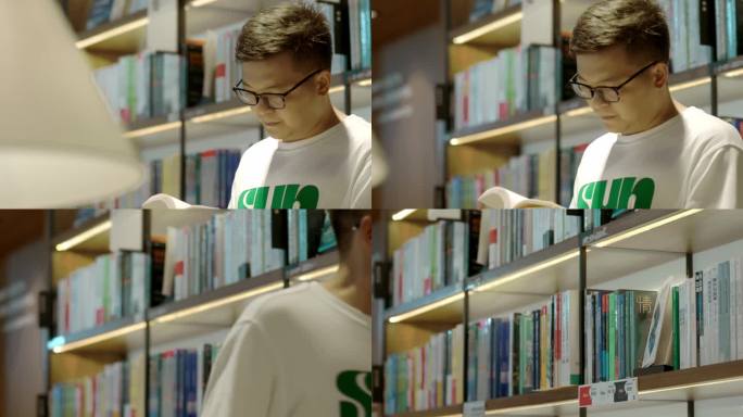 【4K】男子书店找书看书