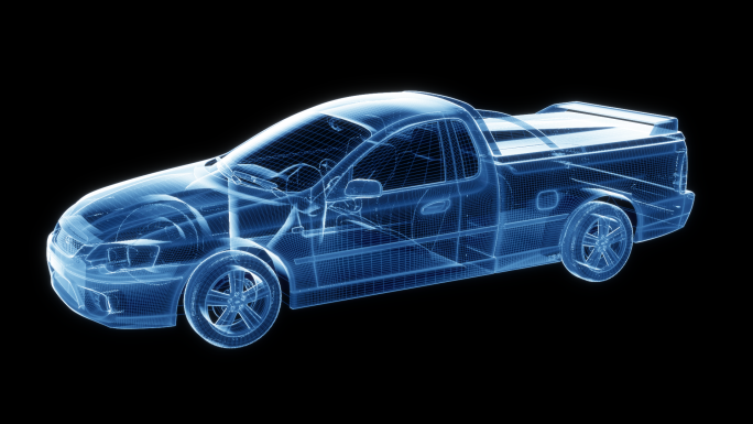 3D全息福特猎豹蓝色科技旋转汽车视频素材
