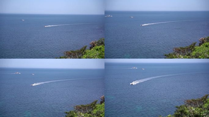 济州岛游艇海边黑礁石海浪牛岛