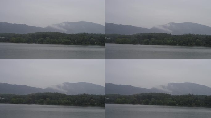 雨天的南京前湖与紫金山