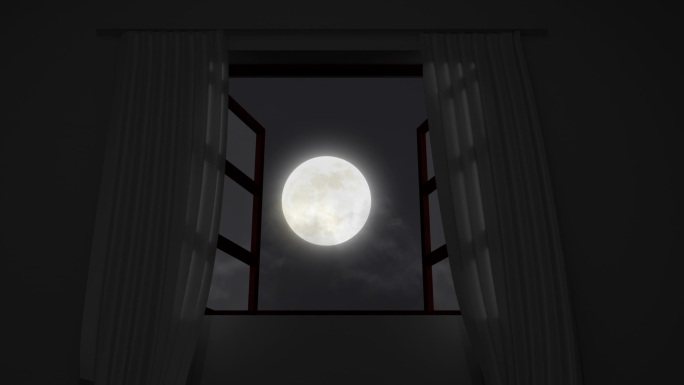 窗外月亮升起十五的月亮