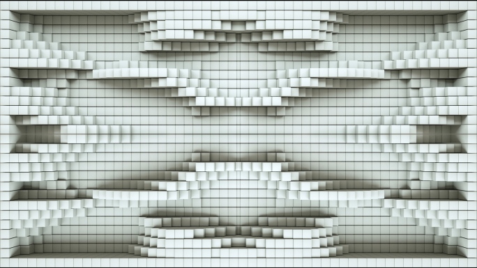 【裸眼3D】白色立体光影跳动方块艺术空间