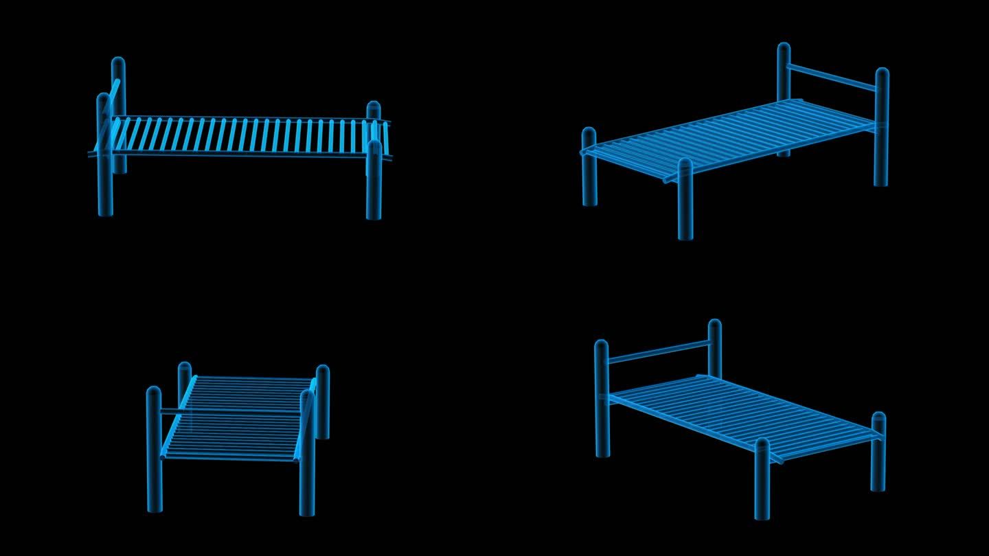 室外公园运动健身器械全息蓝色科技通道素材
