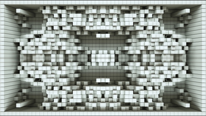 【裸眼3D】白色立体光影 跳动方块马赛克