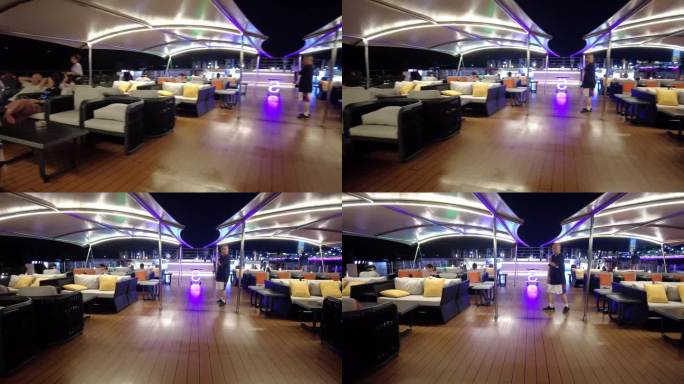 游船 夜晚 放松 高级 餐厅