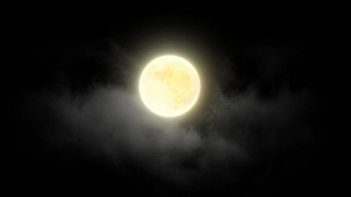 中秋月亮带通道云遮月圆月特写-4K