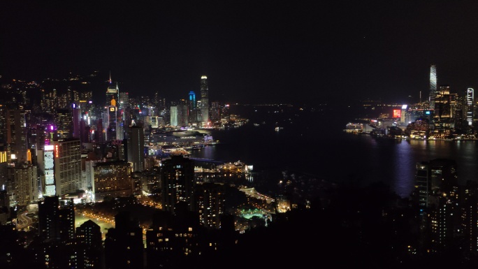 长焦香港维多利亚港夜和香港CBD夜景8K