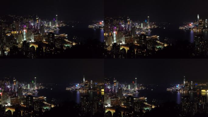 长焦香港维多利亚港夜和香港CBD夜景8K