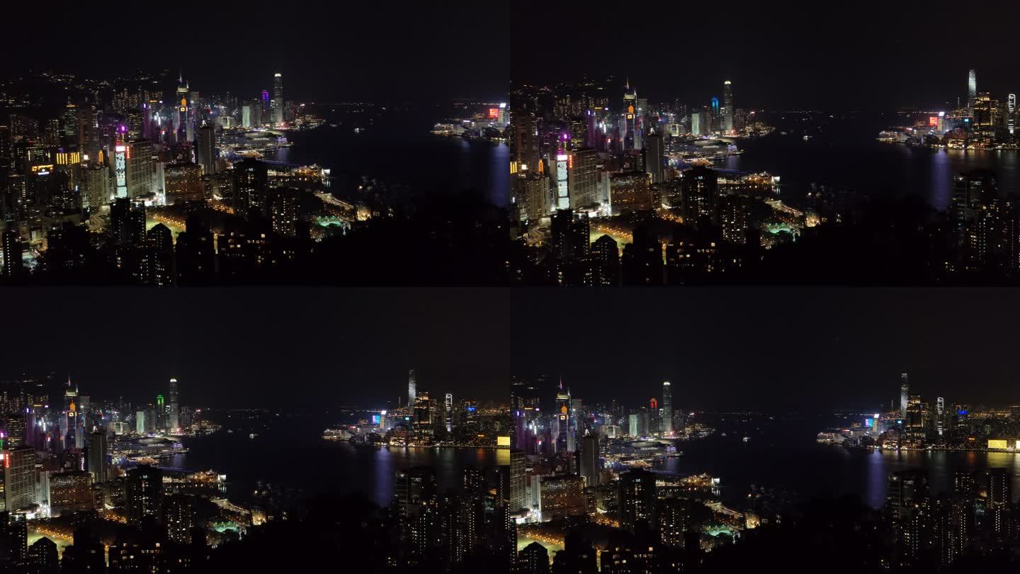 长焦香港维多利亚港夜和香港CBD夜景8K