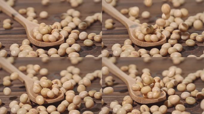 大豆黄豆豆子豆粒特写黄豆掉落展示唯美大豆