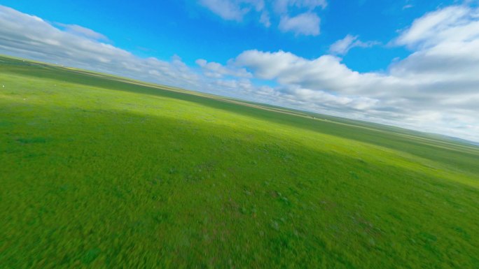 FPV飞翔在一望无际的草原