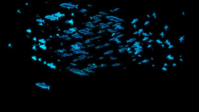 海底蓝色螺旋鱼群