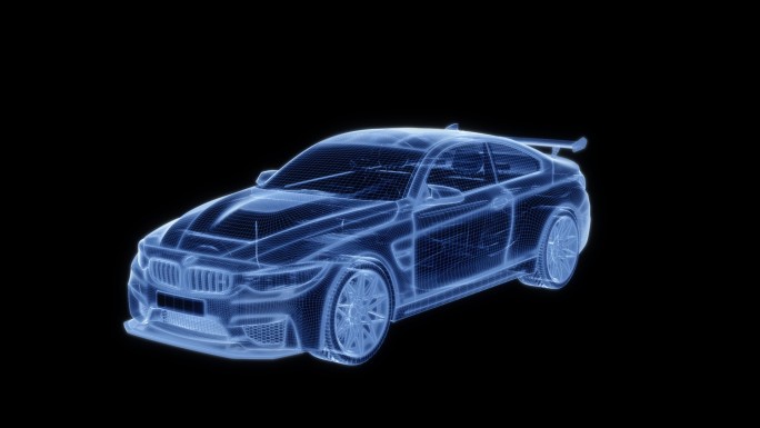 3D全息宝马蓝色科技旋转汽车视频素材