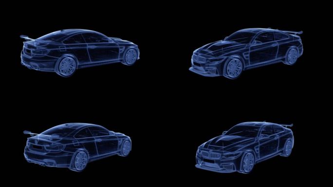3D全息宝马蓝色科技旋转汽车视频素材