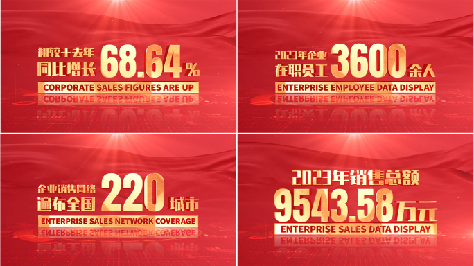 红色企业数据展示AE模版