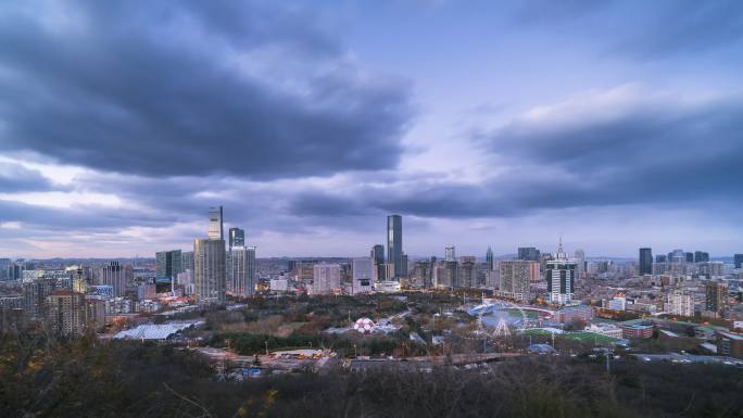 大连城市风光日转夜延时