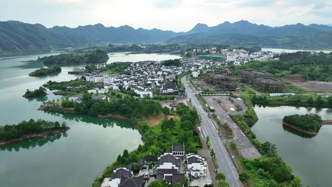 航拍浙江省杭州市淳安县姜家镇风光