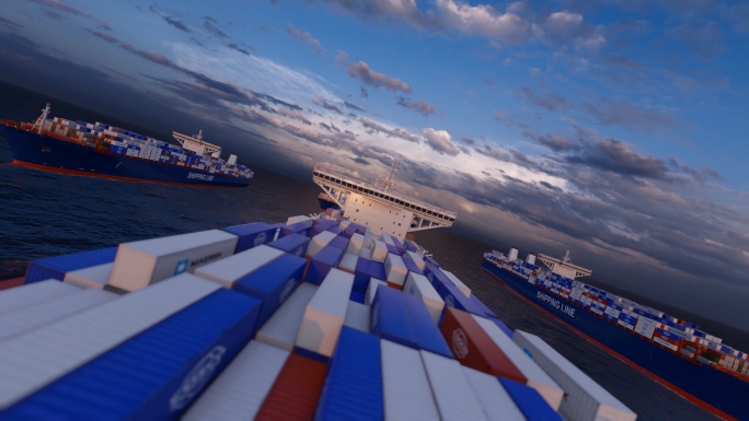海上货轮货船航行远航远洋大气开场片头动画