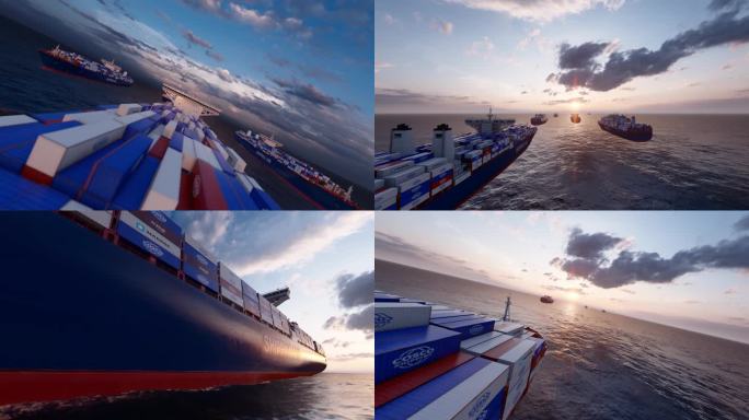 海上货轮货船航行远航远洋大气开场片头动画
