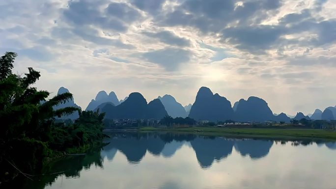 延时摄影 览胜桥日出 桂林山水