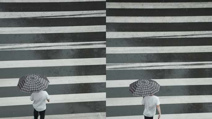 雨中背影 雨中人 下雨 撑伞 过马路