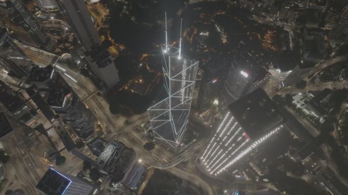 中银大厦夜景航拍视频4K30P
